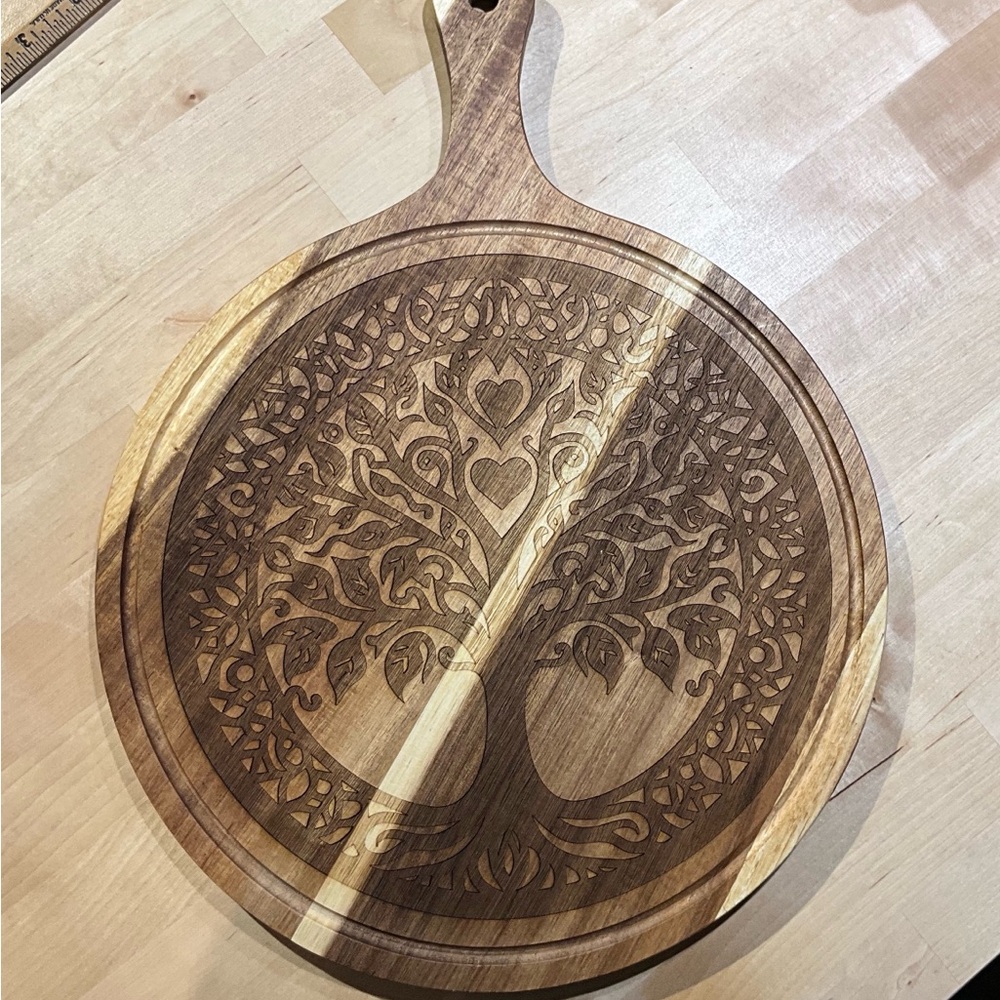 Large Round Cutting Board Natural Acacia Wood